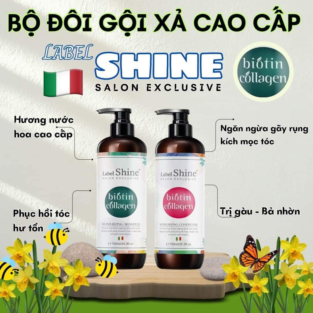 Bộ đôi dầu gội, xả Label Shine 750mlx2